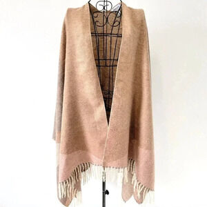 Nordstrom Pashmina Sweater Wrap One Size Women's Fringe Beige Tan Soft Flowing